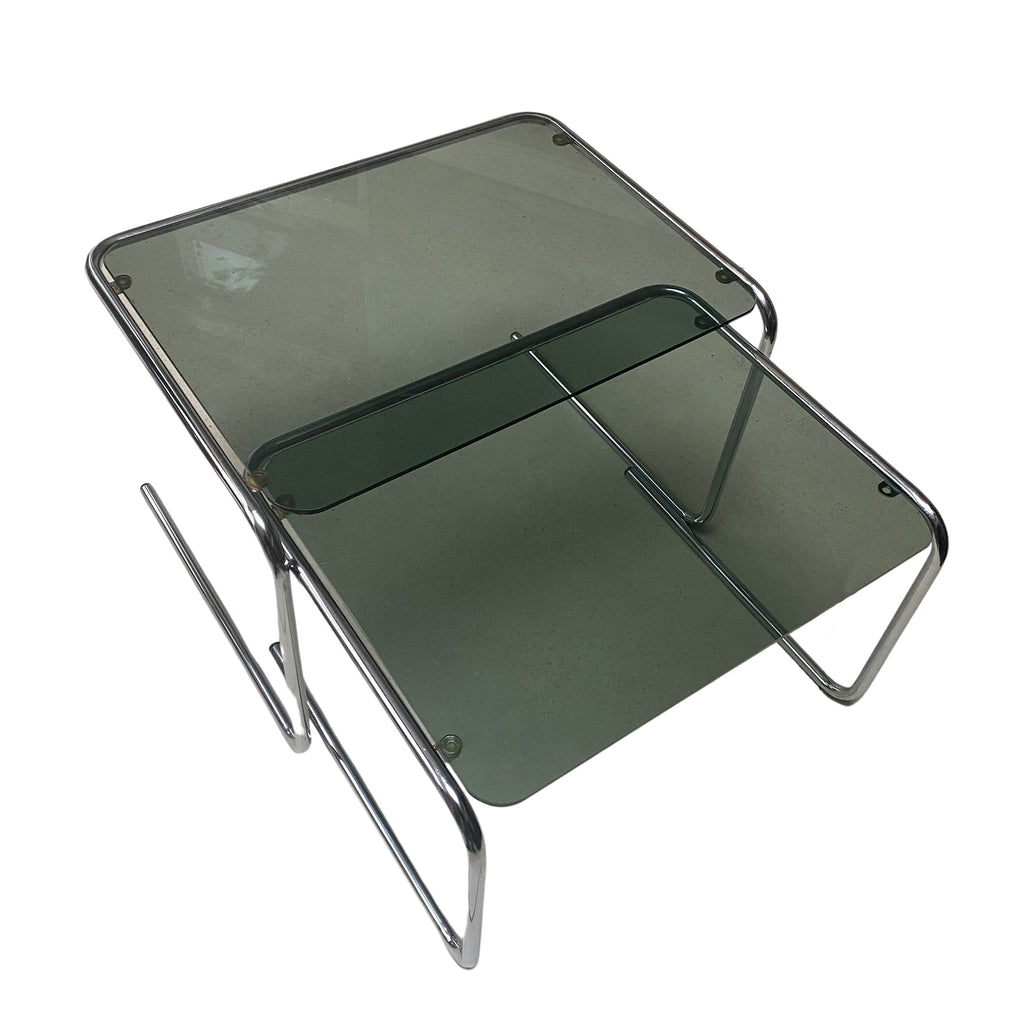 Vintage 1980s Smoked Marcel Breuer Style Nesting Tables